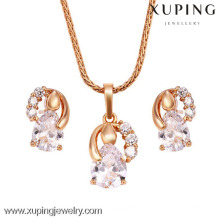 62432 Xuping Fashion China Wholesale 18K Charming Glass Gold Jewelry Set